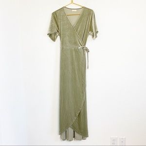 COPY - Roolee Etta Velvet Sage Green Wrap Dress